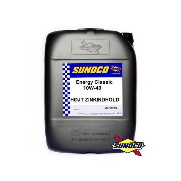 Sunoco Energy Classic 10W-40 - Hjt Zinkindhold - 20 Liter