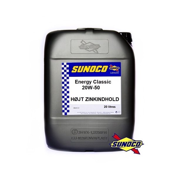 Sunoco Energy Classic 20W-50 - Hjt Zinkindhold - 20 Liter