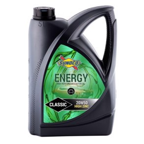Sunoco Energy Classic 20W-50 - Hjt Zinkindhold - 5 Liter