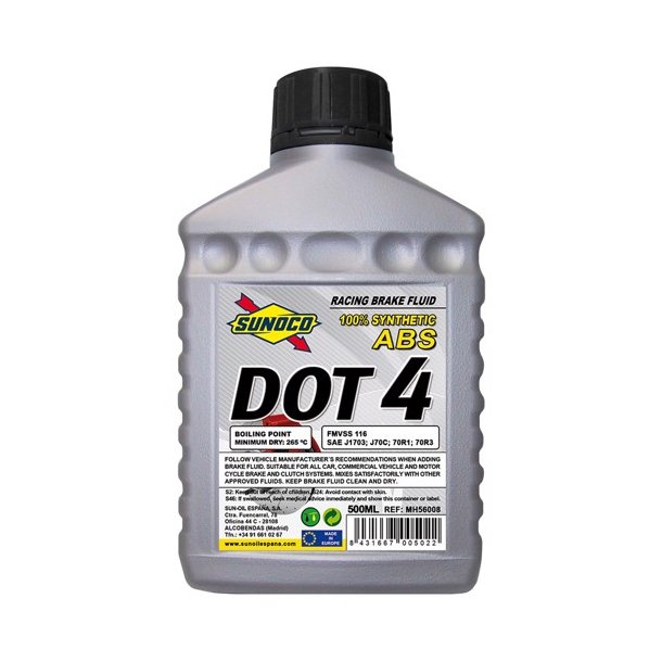 Sunoco Bremsevæske DOT 4 - 0,5 Liter - Bremsevæske 