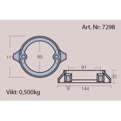 Zinkring til Volvo Penta AQ280DP, AQ290DP - ZN 875821