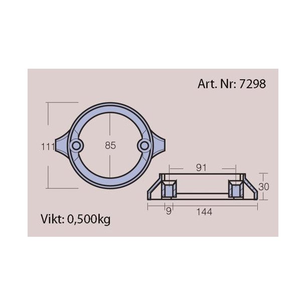 Zinkring til Volvo Penta AQ280DP, AQ290DP - ZN 875821